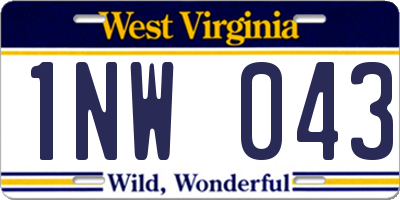 WV license plate 1NW043