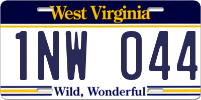 WV license plate 1NW044
