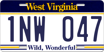 WV license plate 1NW047