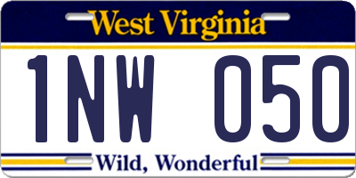 WV license plate 1NW050