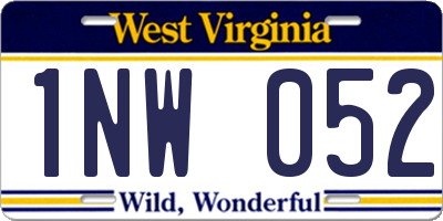 WV license plate 1NW052