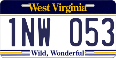 WV license plate 1NW053