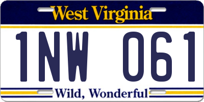 WV license plate 1NW061
