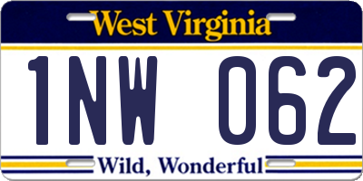WV license plate 1NW062