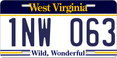 WV license plate 1NW063