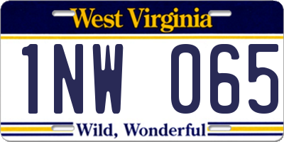 WV license plate 1NW065