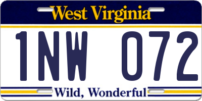 WV license plate 1NW072