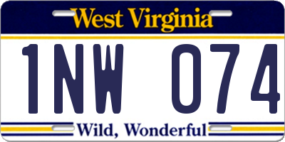 WV license plate 1NW074