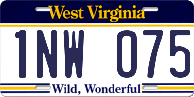 WV license plate 1NW075