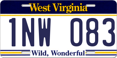 WV license plate 1NW083