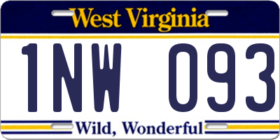 WV license plate 1NW093