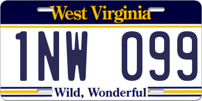 WV license plate 1NW099