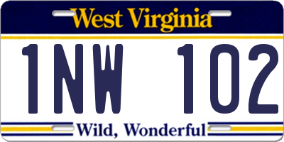 WV license plate 1NW102