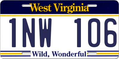 WV license plate 1NW106