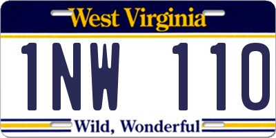 WV license plate 1NW110