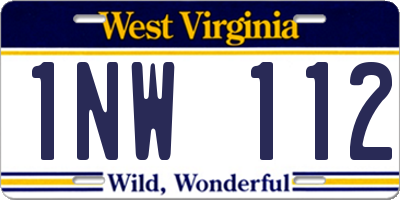 WV license plate 1NW112