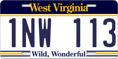 WV license plate 1NW113