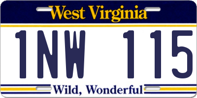 WV license plate 1NW115