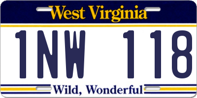 WV license plate 1NW118