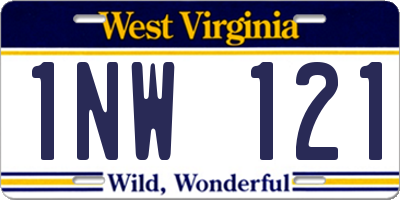 WV license plate 1NW121