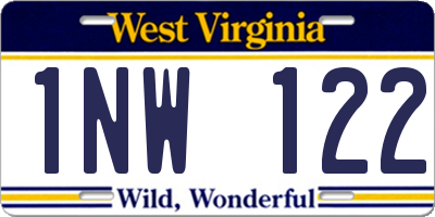 WV license plate 1NW122