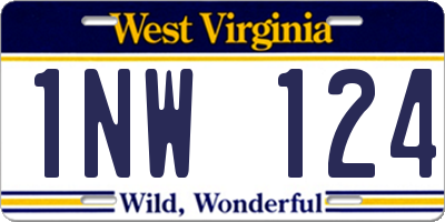 WV license plate 1NW124
