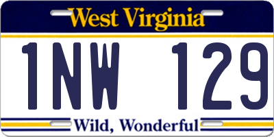 WV license plate 1NW129