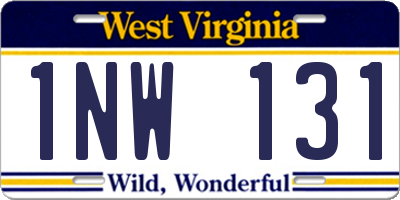 WV license plate 1NW131