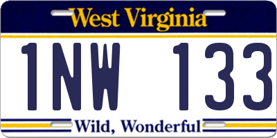 WV license plate 1NW133