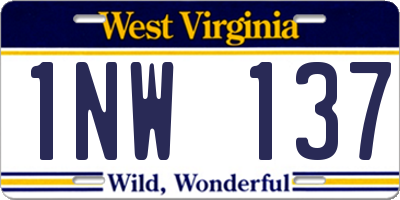 WV license plate 1NW137