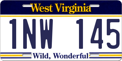 WV license plate 1NW145