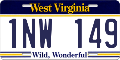 WV license plate 1NW149