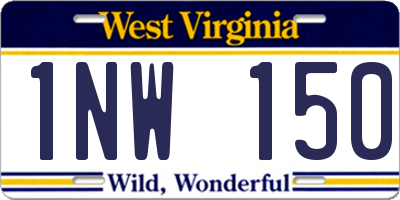 WV license plate 1NW150