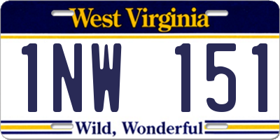 WV license plate 1NW151