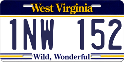 WV license plate 1NW152