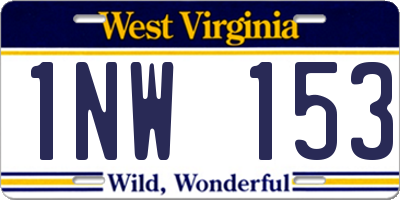 WV license plate 1NW153