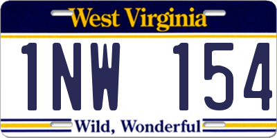 WV license plate 1NW154