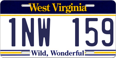 WV license plate 1NW159