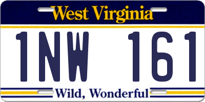 WV license plate 1NW161