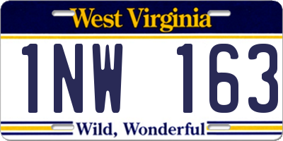 WV license plate 1NW163