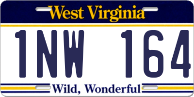 WV license plate 1NW164
