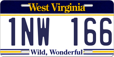 WV license plate 1NW166