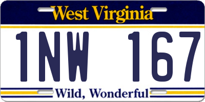 WV license plate 1NW167