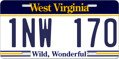 WV license plate 1NW170
