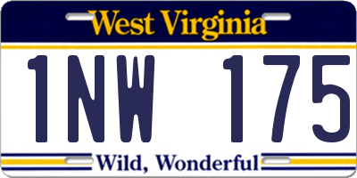 WV license plate 1NW175