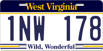 WV license plate 1NW178