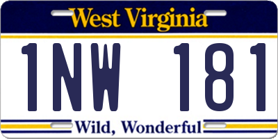 WV license plate 1NW181