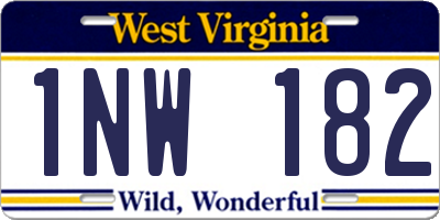 WV license plate 1NW182