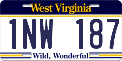 WV license plate 1NW187