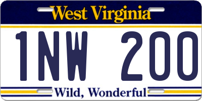 WV license plate 1NW200